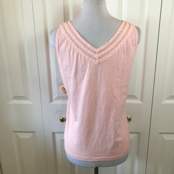 Talbots Light Pink Lace V-Neck Tank Top NWT Sz S - Picture 5 of 6